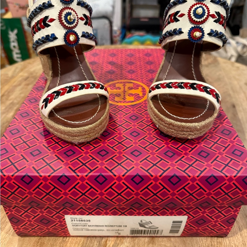 Tory Burch Leather Wedge Sandal